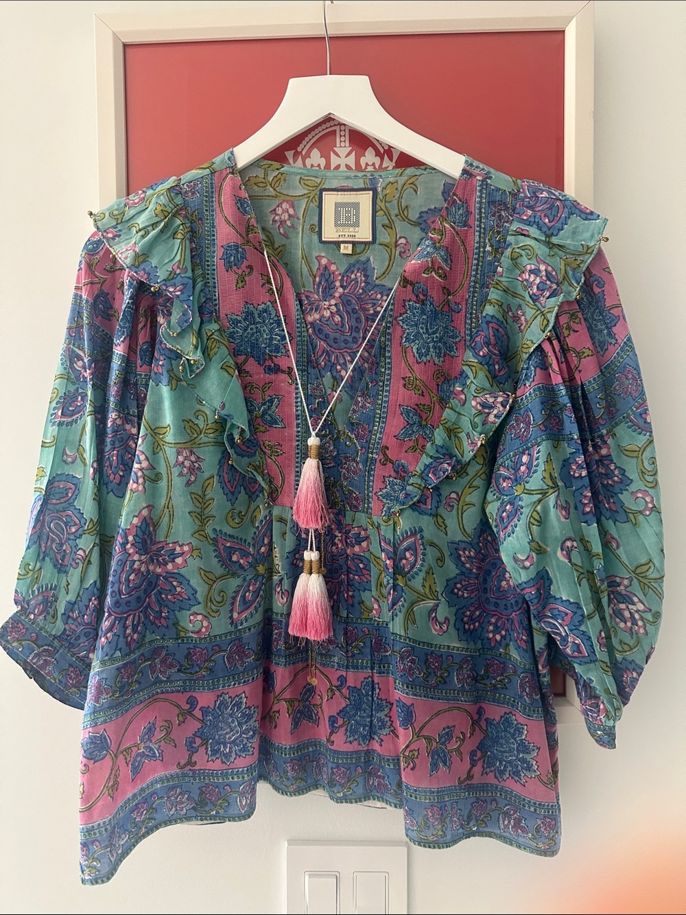BELL Ruffle Peasant Blouse - size M